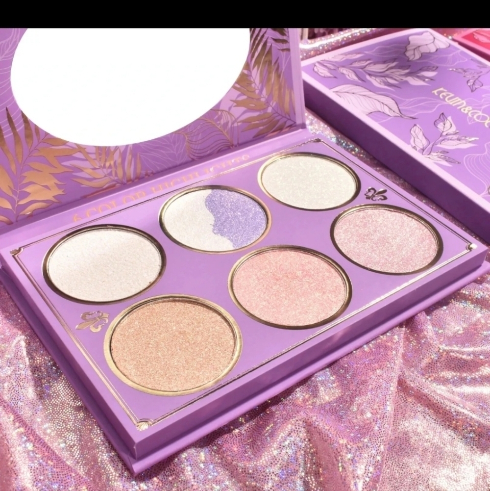 Kevin & Coco Highlighter Make-up Palette 6 Shade Gold Leaf Design Purple. - Picture 3 of 4